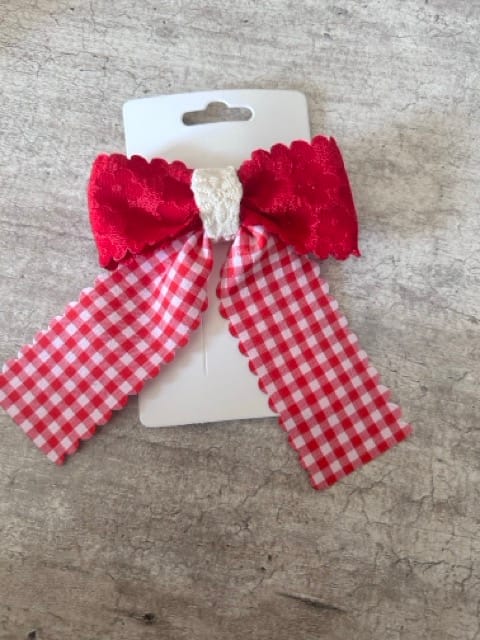 Red Velvet Check Bow