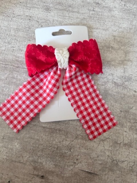 Red Velvet Check Bow